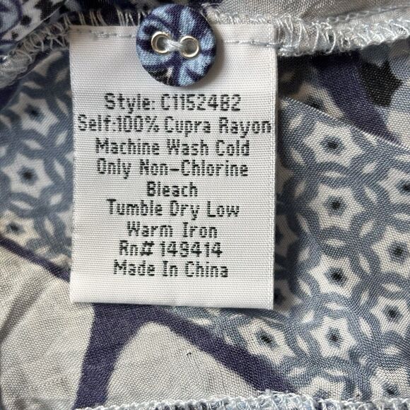 NWT Johnny Was Size S Blue Floral Pattern Long Sleeve Button Shirt Blouse $318 - Picture 5 of 6